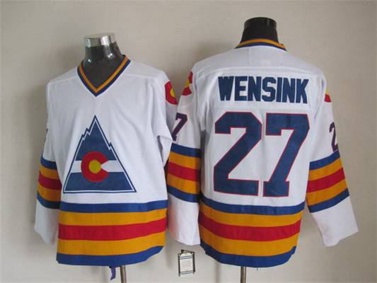 Men's Colorado Rockies #27 John Wensink 1976-77 White CCM Vintage Throwback Jersey