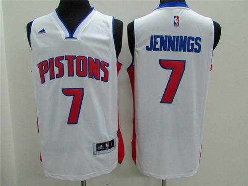 Men's Detroit Pistons #7 Brandon Jennings Revolution 30 Swingman 2014 New White Jersey