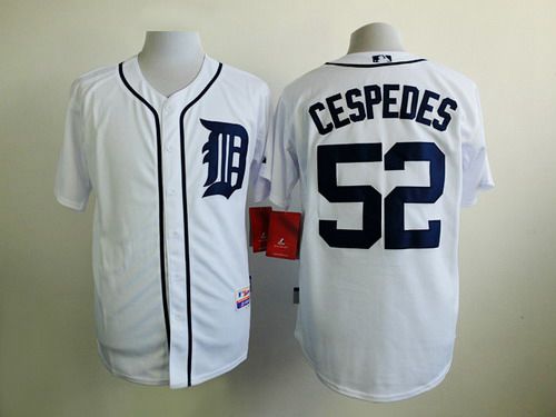 Men's Detroit Tigers #52 Yoenis Cespedes White Jersey