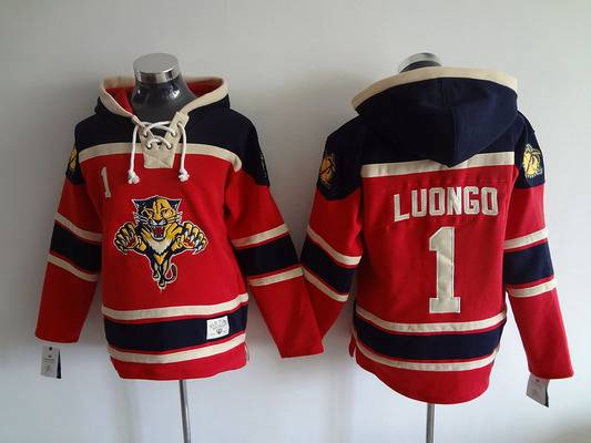 Men's Florida Panthers #1 Roberto Luongo Old Time Hockey Red Hoodie