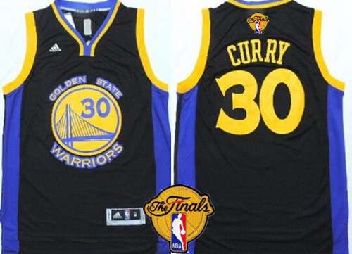 Men's Golden State Warriors #30 Stephen Curry 2015 The Finals New Black Jersey