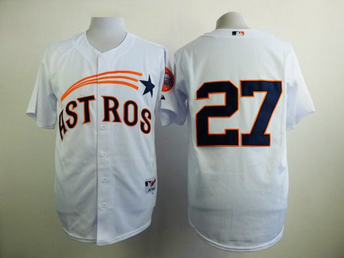 Men's Houston Astros #27 Jose Altuve 1972 White Turn Back The Clock Jersey