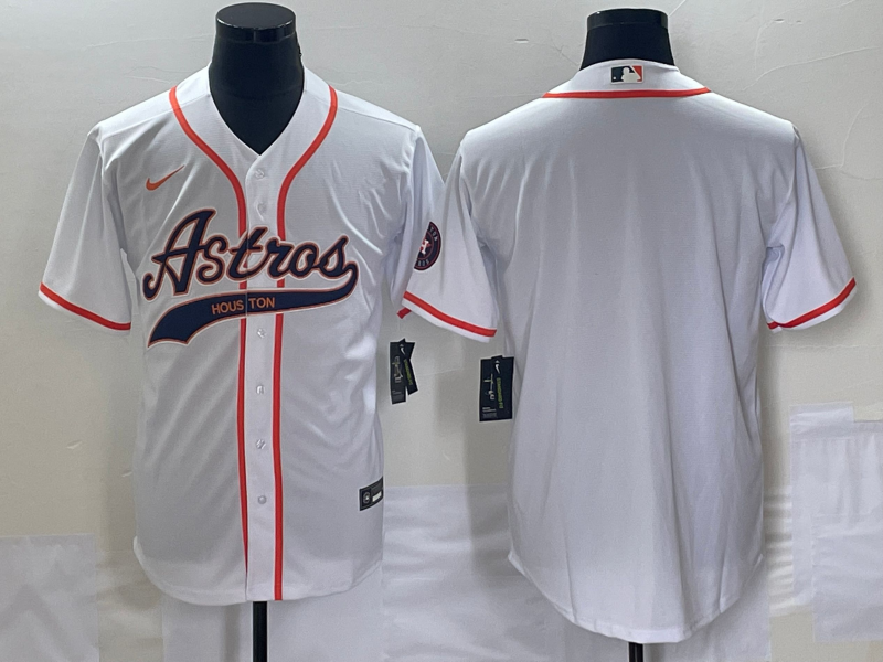 Men's Houston Astros Blank White Cool Base Stitched Baseball Jersey1