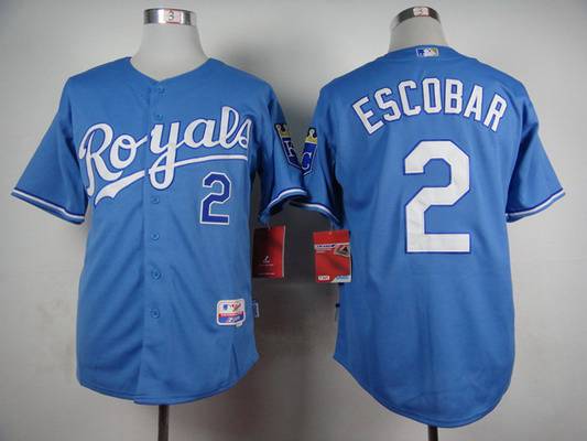 Men's Kansas City Royals #2 Alcides Escobar Light Blue Jersey