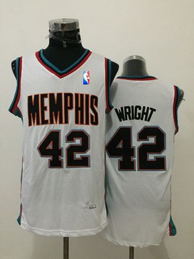 Men's Memphis Grizzlies #42 Lorenzen Wright White Hardwood Classics Soul Swingman Throwback Jersey