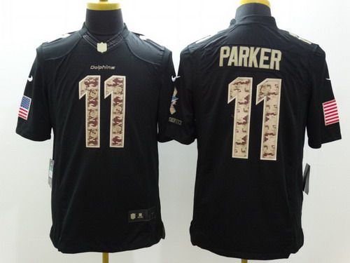 Men's Miami Dolphins #11 DeVante Parker Salute to Service Nike Black Limited Jersey