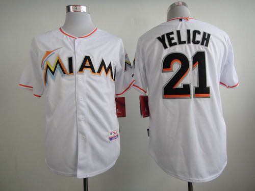 Men's Miami Marlins #21 Christian Yelich White Jersey