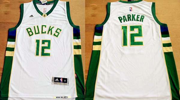 Men's Milwaukee Bucks #12 Jabari Parker Revolution 30 Swingman 2015 New White Jersey