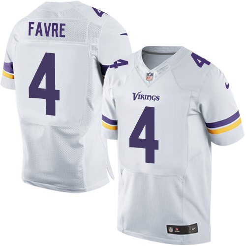 Men's Minnesota Vikings #4 Brett Favre Nike White Elite Jersey 