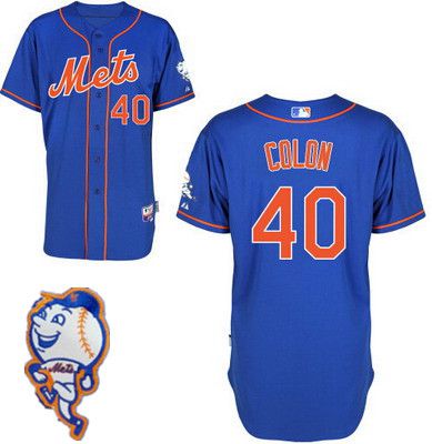 Men's New York Mets #40 Bartolo Colon Blue Jersey W/2015 Mr. Met Patch