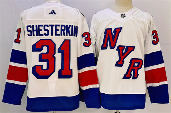 Men's New York Rangers #31 Igor Shesterkin White 2024 Stadium Series Stitched Jersey