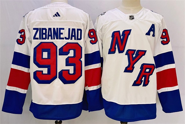 Men's New York Rangers #93 Mika Zibanejad White 2024 Stadium Series Stitched Jersey