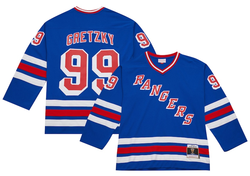 Men's New York Rangers #99 Wayne Gretzky Mitchell & Ness Blue  1996-97 Blue Line Player Throwback Stitched Jersey