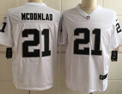 Men's Oakland Raiders #21 Dexter McDonald Nike White Elite Jersey