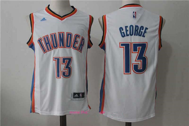 Men's Oklahoma City Thunder #13 Paul George White Stitched NBA Adidas Revolution 30 Swingman Jersey