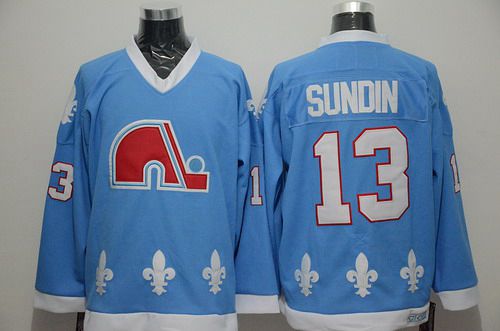 Men's Quebec Nordiques #13 Mats Sundin Light Blue CCM Vintage Throwback Jersey