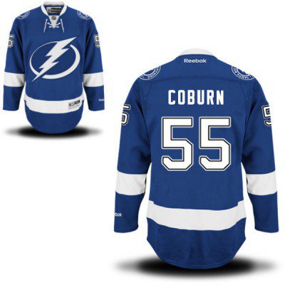 Men's Reebok Tampa Bay Lightning #55  Braydon Coburn Premier Royal Blue Home NHL Jersey