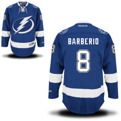 Men's Reebok Tampa Bay Lightning #8  Mark Barberio Premier Royal Blue Home NHL Jersey