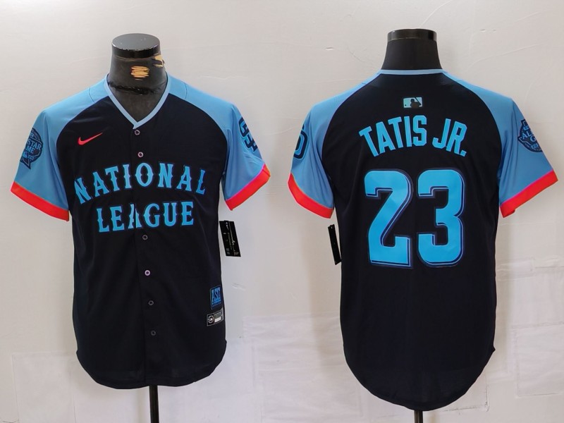 Men's National League #23 Fernando Tatis Jr. Navy 2024 All-Star Limited Stitched Baseball Jersey