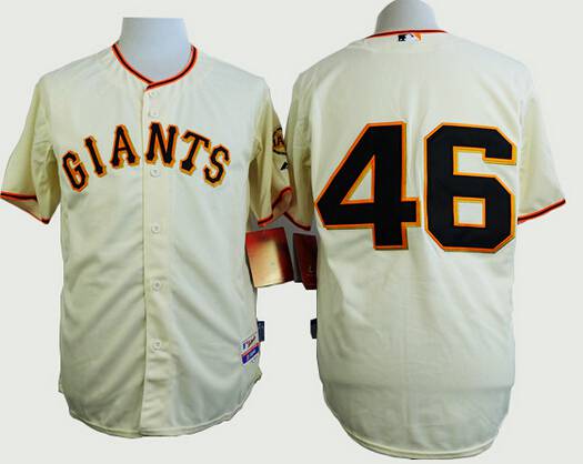 Men's San Francisco Giants #46 Santiago Casilla Cream Jersey