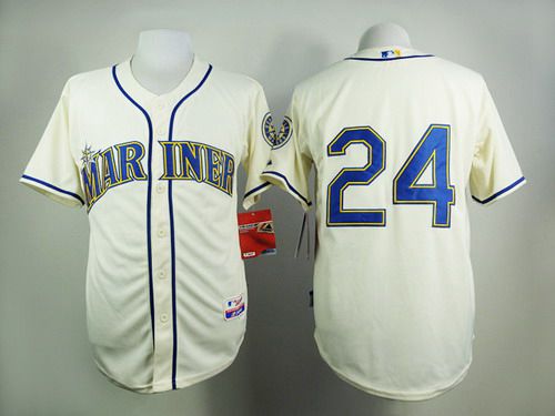 Men's Seattle Mariners #24 Ken Griffey Cream Jersey