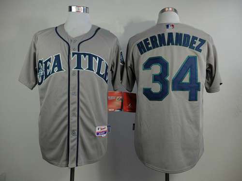 Men's Seattle Mariners #34 Felix Hernandez Gray Jersey