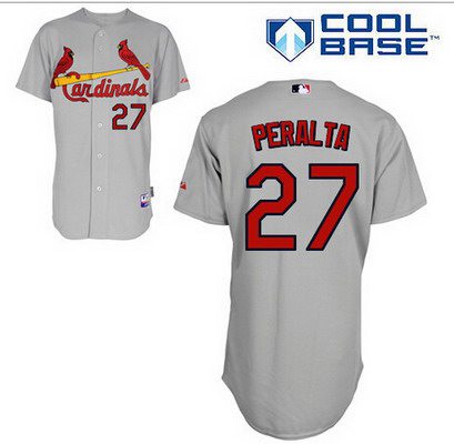 Men's St. Louis Cardinals #27 Jhonny Peralta Gray Jersey