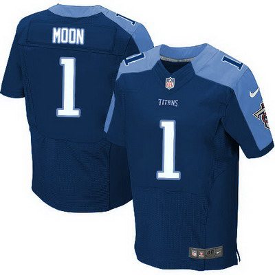 Men's Tennessee Titans #1 Warren Moon Nike Navy Blue Elite Jersey