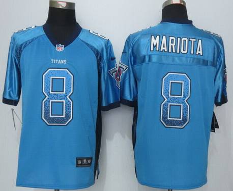 Men's Tennessee Titans #8 Marcus Mariota Nike Drift Fashion Blue Elite Jersey