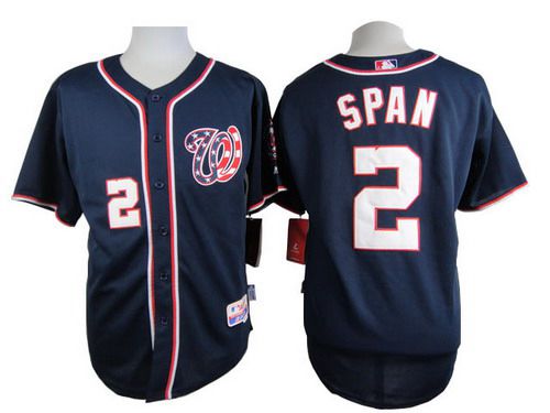 Men's Washington Nationals #2 Denard Span Navy Blue Jersey