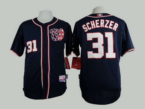 Men's Washington Nationals #31 Max Scherzer Navy Blue Jersey