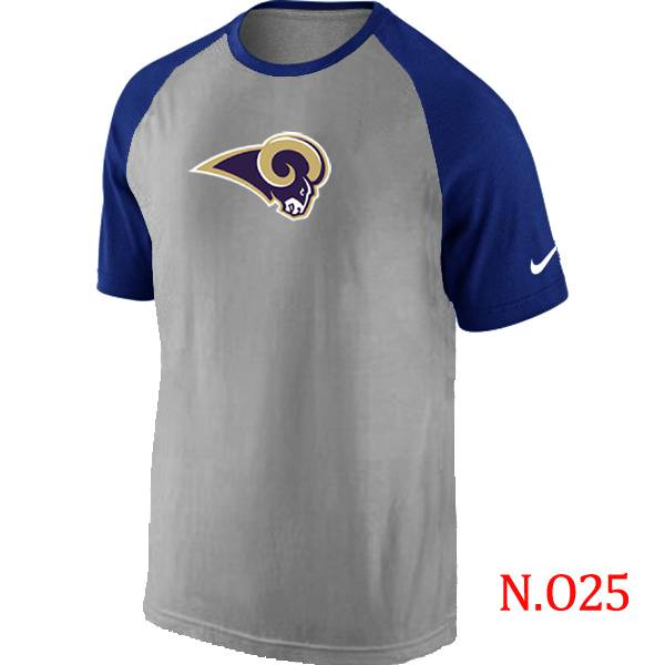 Mens St.Louis Rams Ash Tri Big Play Raglan T-Shirt Grey- Blue