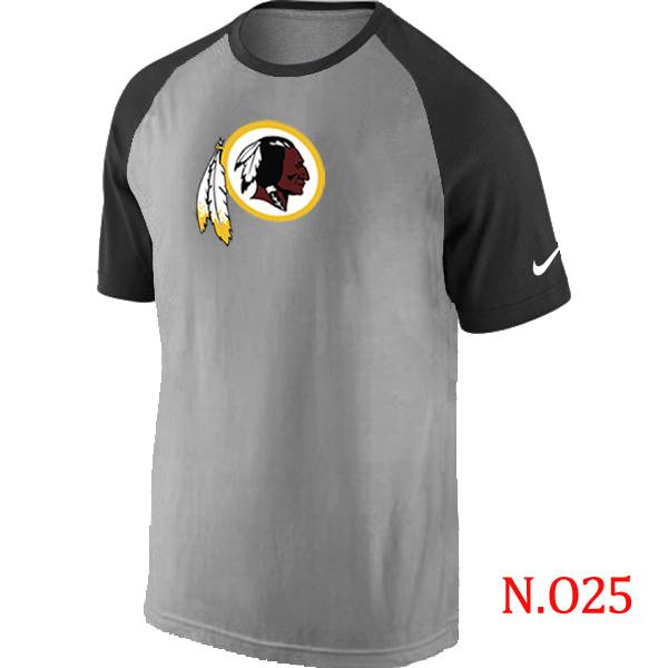 Mens Washington Red Skins Ash Tri Big Play Raglan T-Shirt Grey- Black