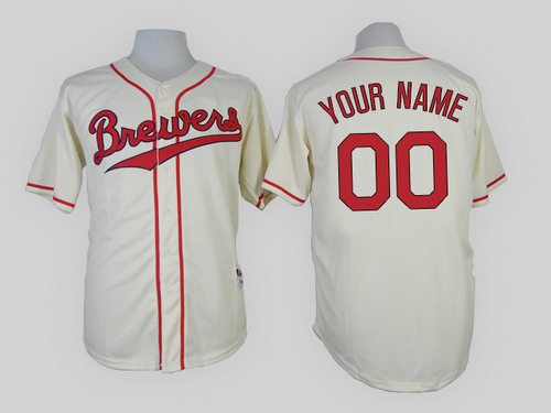 Milwaukee Brewers Customized 1948 Turn Back The Clock Cream Jersey