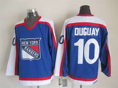 New York Rangers #10 Ron Duguay Light Blue With White CCM Vintage Throwback Jersey