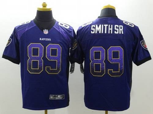 Nike Baltimore Ravens #89 Steve Smith Sr Drift Fashion Purple Elite Jersey