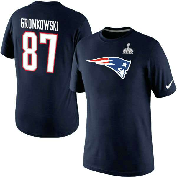 Nike New England Patriots #87 Rob Gronkowski  Blue Superbowl Player Pride Name & Number T-Shirt