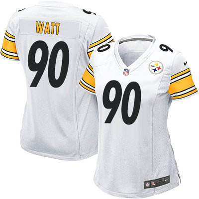 Nike Steelers #90 T. J. Watt White Women's Stitched NFL Elite Jersey