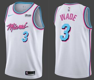 Nike Heat #3 Dwyane Wade White NBA Swingman City Edition Jersey