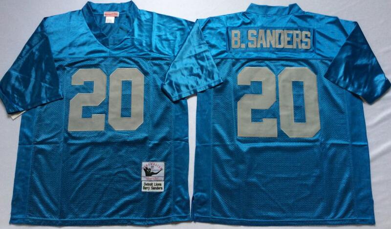 Detroit Lions #20 Barry Sanders blue Throwback Jersey