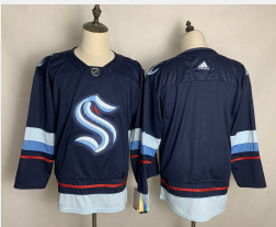 Men's Seattle Kraken Blank Navy Blue Stitched Adidas NHL Jersey