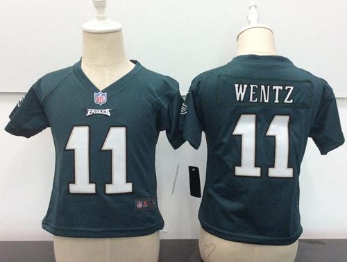 Toddler Philadelphia Eagles #11 Carson Wentz Green Team Color Stitched NFL Nike Game Jersey