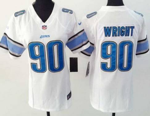 Women's Detroit Lions #90 Gabe Wright Nike White Game Jersey