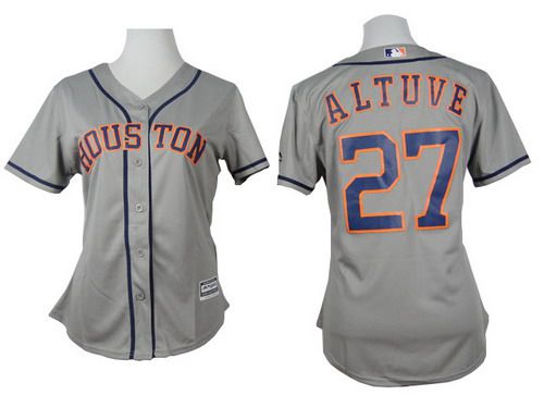 Women's Houston Astros #27 Jose Altuve Gray Jersey