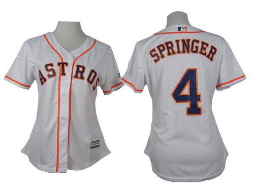 Women's Houston Astros #4 George Springer White Jersey