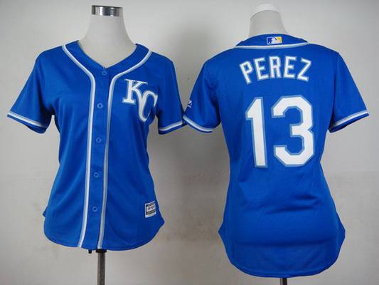 Women's Kansas City Royals #13 Salvador Perez 2014 Blue Jersey 