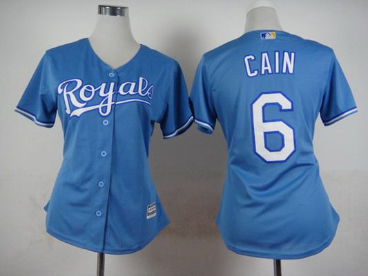 Women's Kansas City Royals #6 Lorenzo Cain Light Blue Jersey