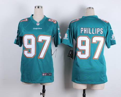 Women's Miami Dolphins #97 Jordan Phillips Nike Aqua Green Game Jersey