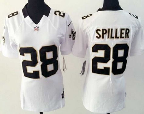 Women's New Orleans Saints #28 C.J. Spiller Nike White Game Jersey