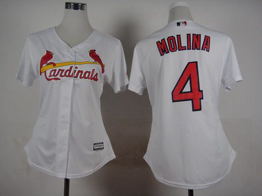 Women's St. Louis Cardinals #4 Yadier Molina White Jersey